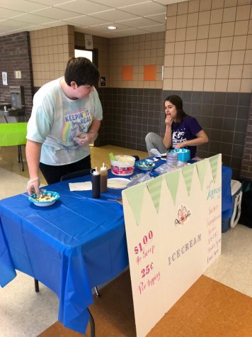 Karli Dodds (12) and Collin Clark (12) sold Ice cream at their booth, Collins Crazy Creations.