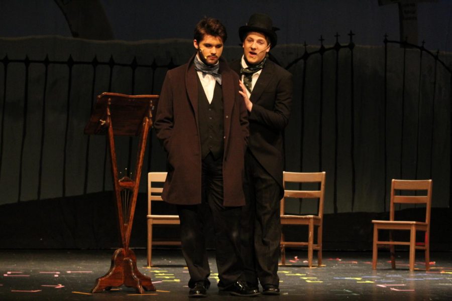 Robert Merril, played by Michael Carter (10) convinces Edgar Allen Poe, played by Noah Rye (10) to make lectures in Boston to get the money to make Poes own magnazine.