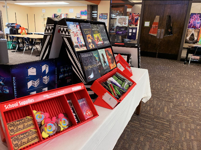 Books, erasers, pencils and other items were sold during the book fair. The unsold products get returned to Scholastic.