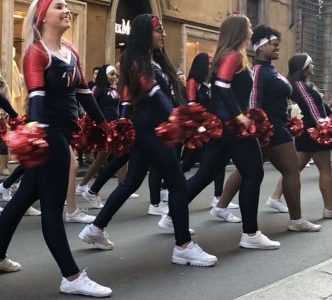 Durning her Trip to Rome, sophomore Trinity Tisdale performed in a New Year's parade. She was joined by all the other All-American dancers