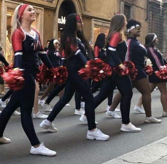 Durning her Trip to Rome, sophomore Trinity Tisdale performed in a New Years parade. She was joined by all the other All-American dancers