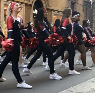 Durning her Trip to Rome, sophomore Trinity Tisdale performed in a New Year's parade. She was joined by all the other All-American dancers