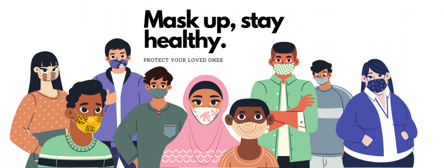 The term “mask up, stay healthy” in the image above, is a statement that principle Rick Rivera says every morning at the end of announcements. A little reminder to wear your masks correctly to keep yourself and people around you safe.
