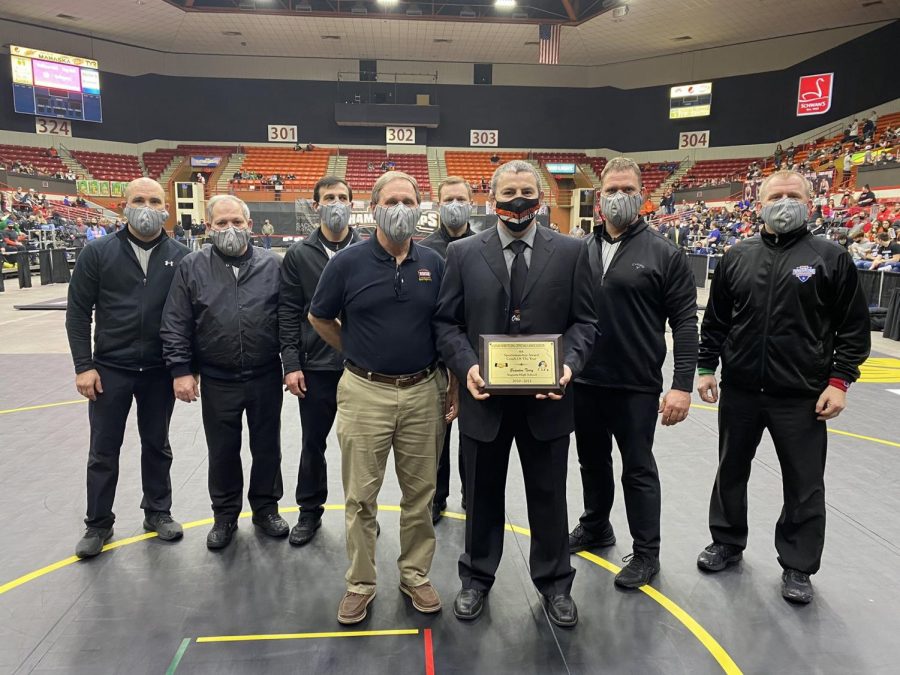 Coach Brandon Terry was awarded the 4A sportsmanship award at the state wrestling tournament. The officials gave him this Sunday Feb. 28.