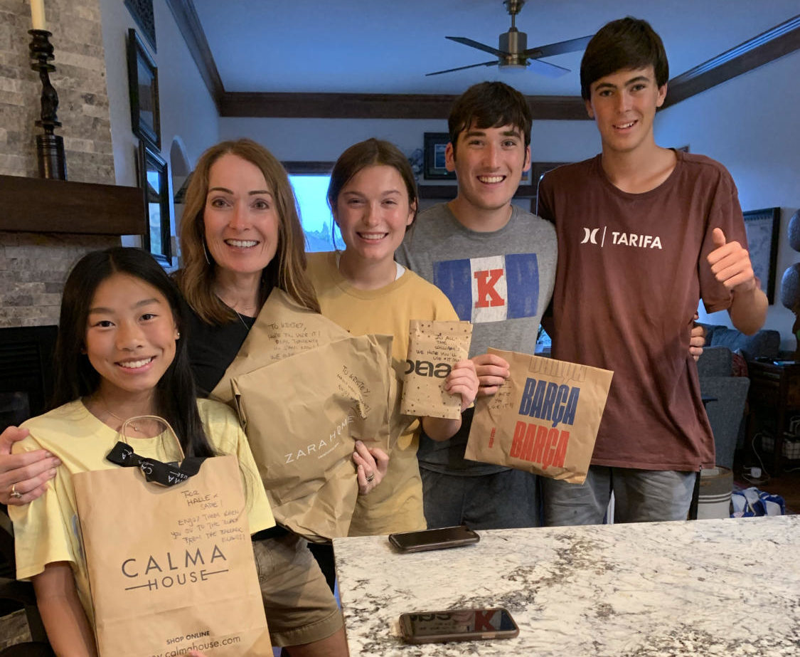 Foreign exchange student Ignacio Compte Duch is joined with his host family Holt Wiliams, Sadie Williams, Kristey Williams, and Halle Williams after traveling 4,968 miles from his hometown. 