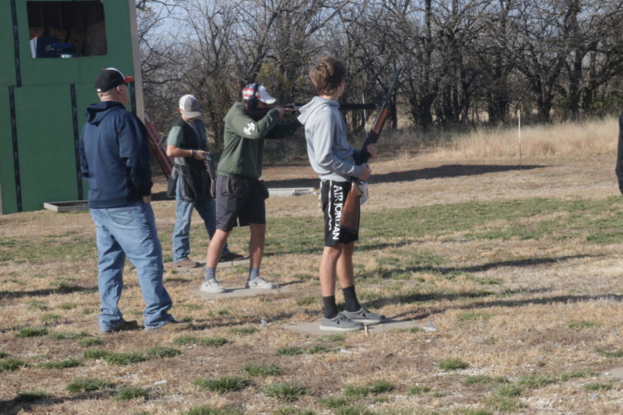 
Andy Hall, Cooper Stueven, Nathan Ebenkamp, and Jake Hall are shooting trap. The Clay target team had a “try it day” to give kids the opportunity to see if they would like to participate in the team. 
