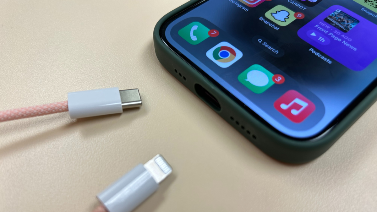 Apple changes the new  iPone 15s charger from Lightning to USB-C. Apple is doing this because of laws that are passing in the EU to cut down on electronic waste.