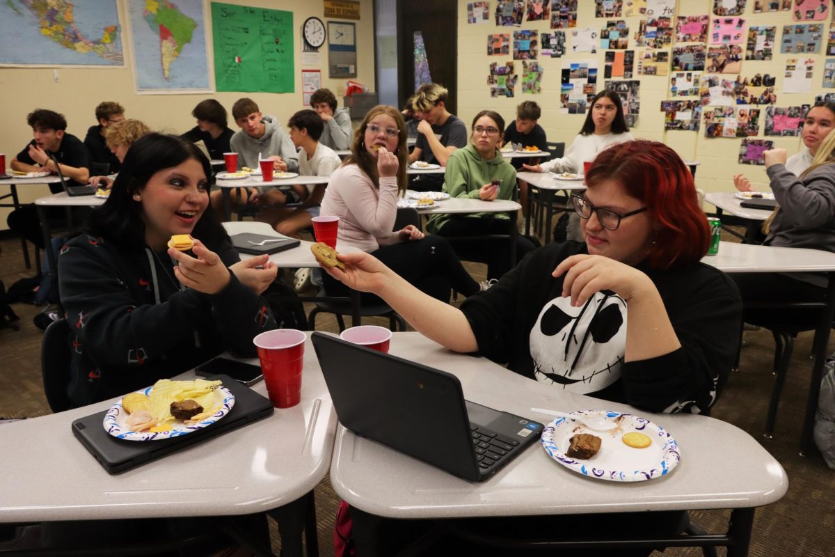 Spanish teacher Mandy Walker hosted a fiesta inside her classroom while the students studied for the final.